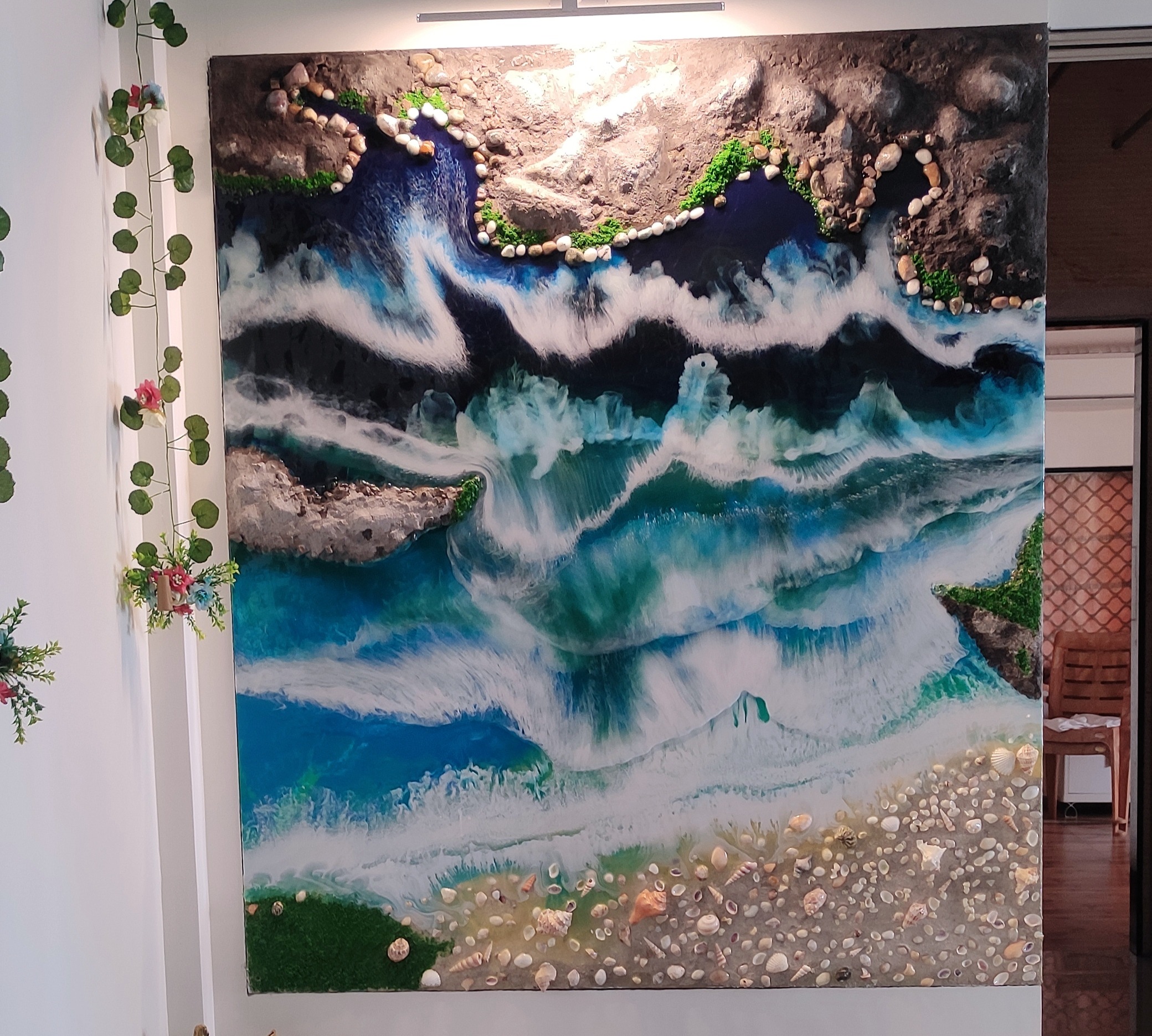 RangDe Arts 3D Ocean Wave Premium Wall Art — Handcrafted Resin India